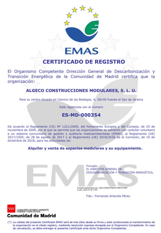certificado de registro EMAS